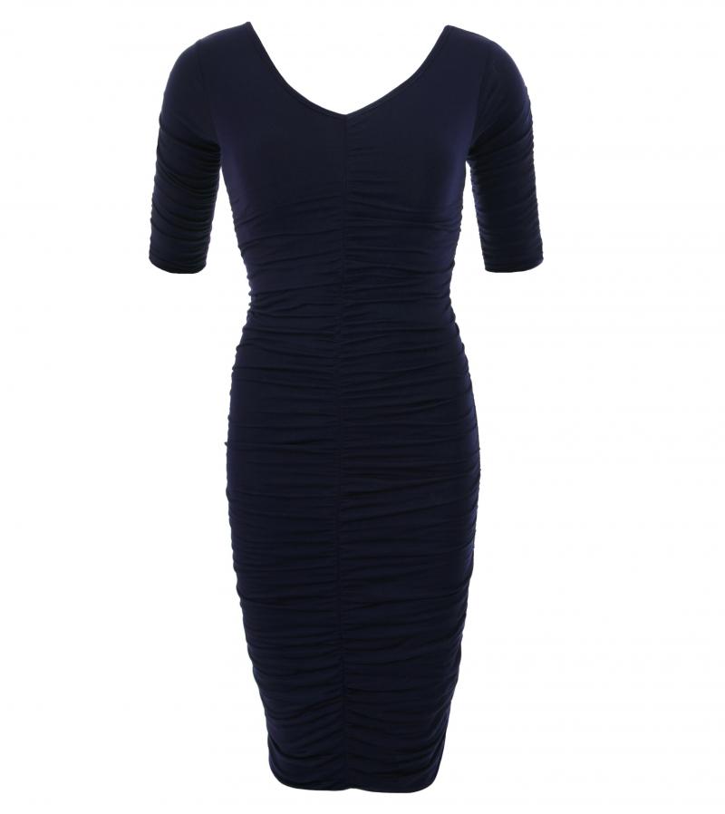 Party Fashion V Neck Blue Ruched Dress