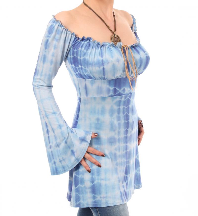 Blue Tie Dye Gypsy Style Bell Sleeve Top