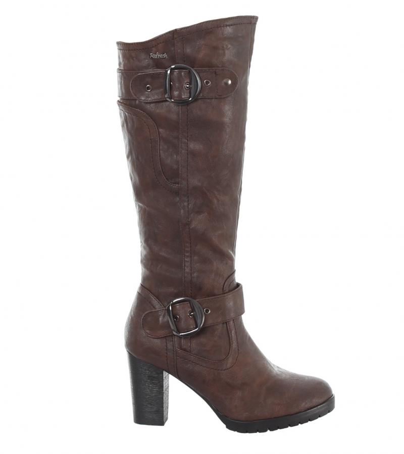 Brown Biker Style Buckle Detail Boots