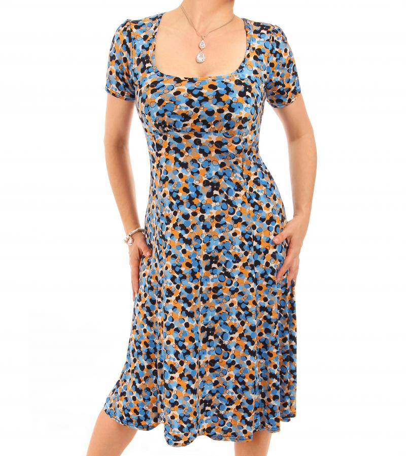 Blue Spotty Printed Tea Dress