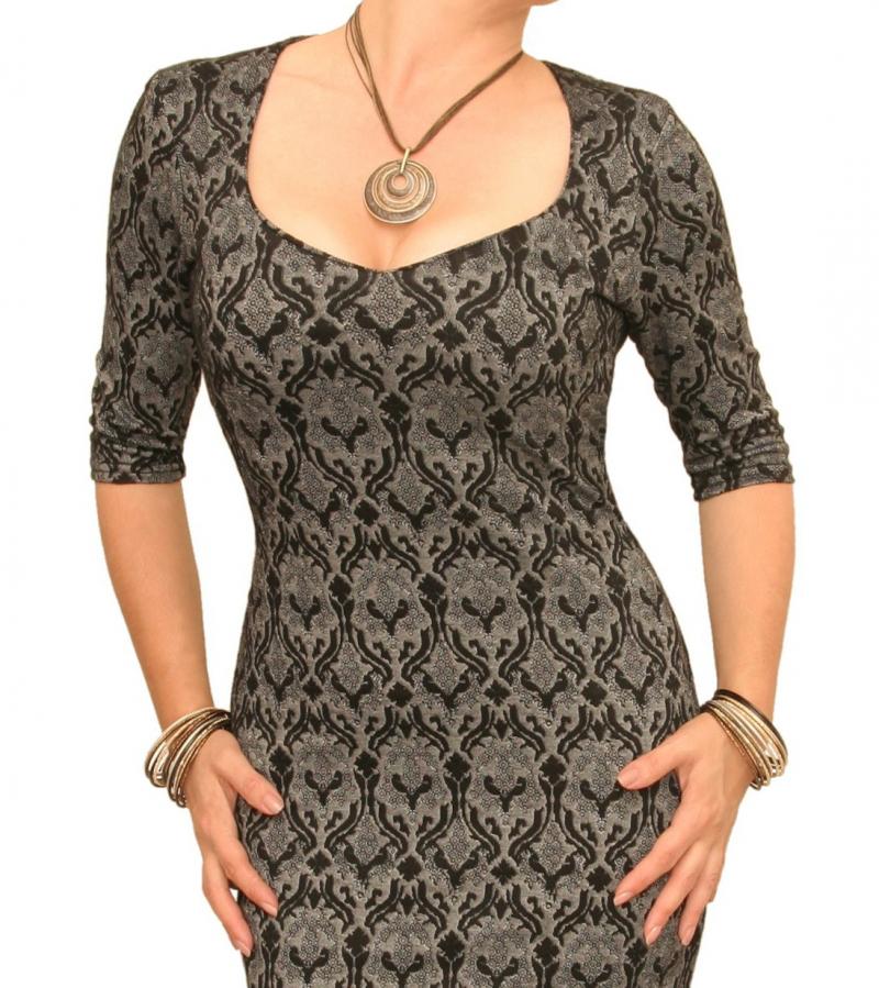 Grey Discharge Print Dress