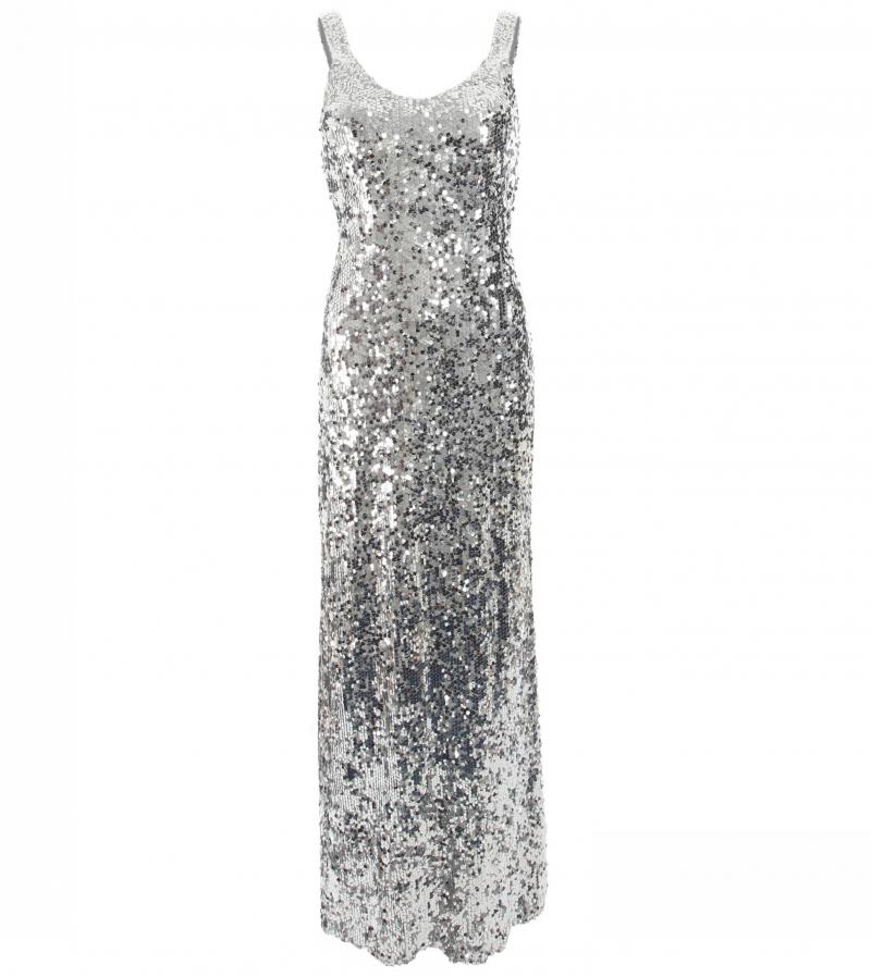 sequin gown silver