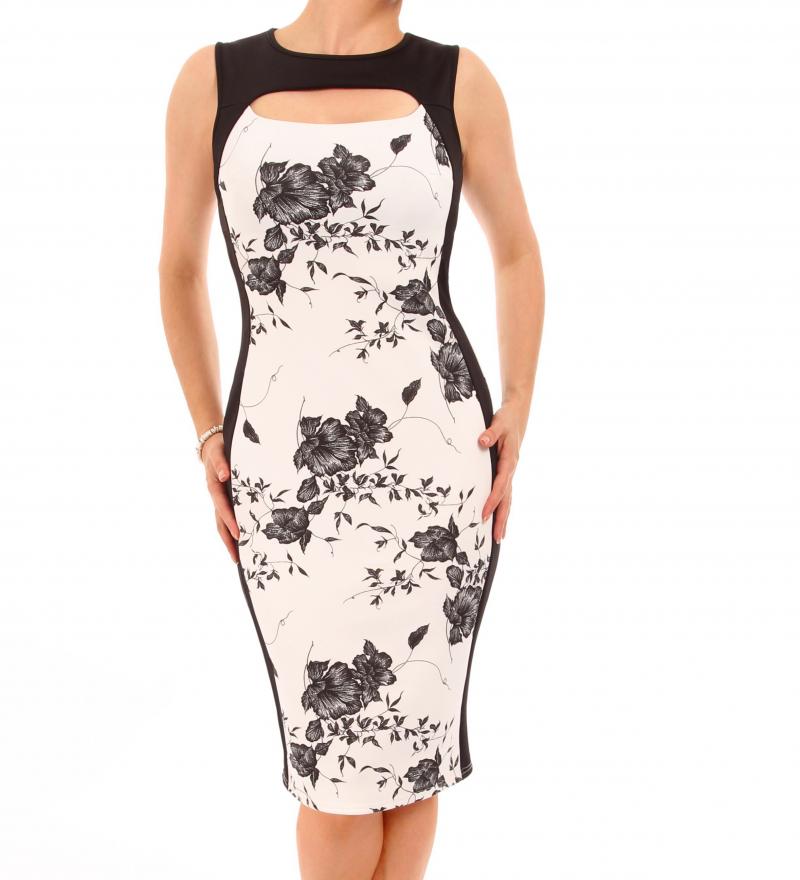 Ivory Floral Cut Out Keyhole Dress