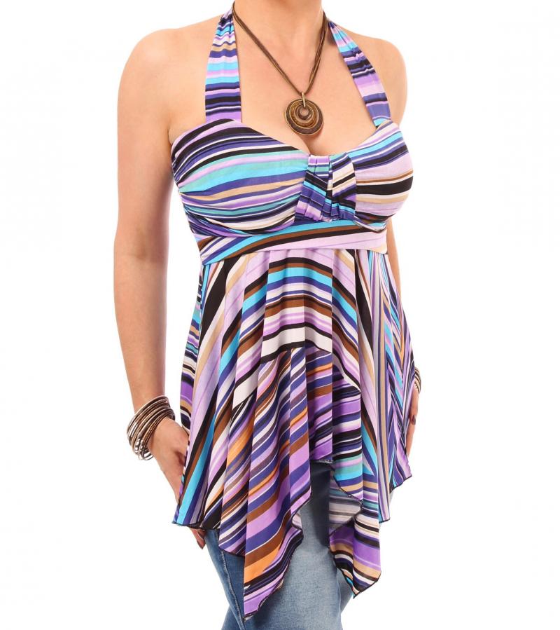 Purple Striped Halter Top