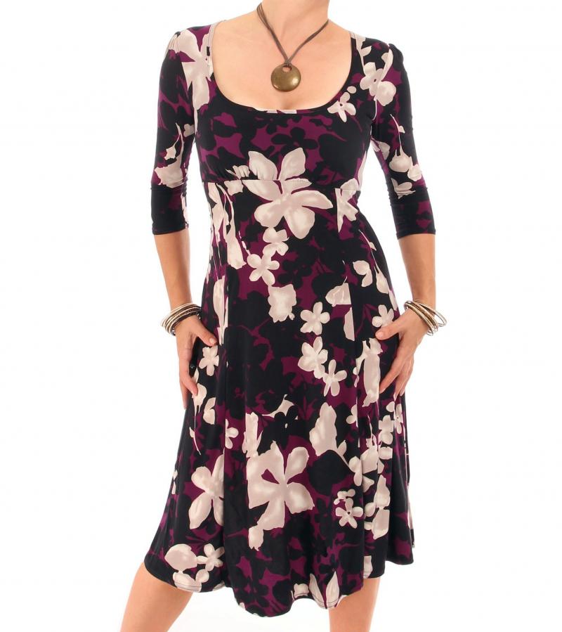 Plum Floral A Line Dress