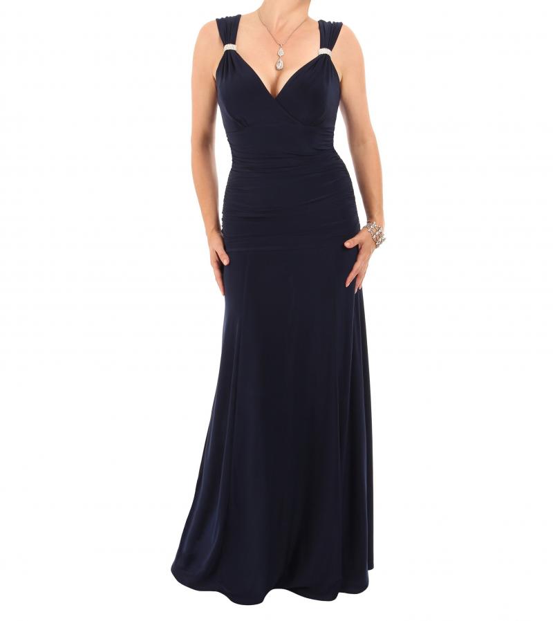 Navy Blue Crystal Diamante Maxi Dress