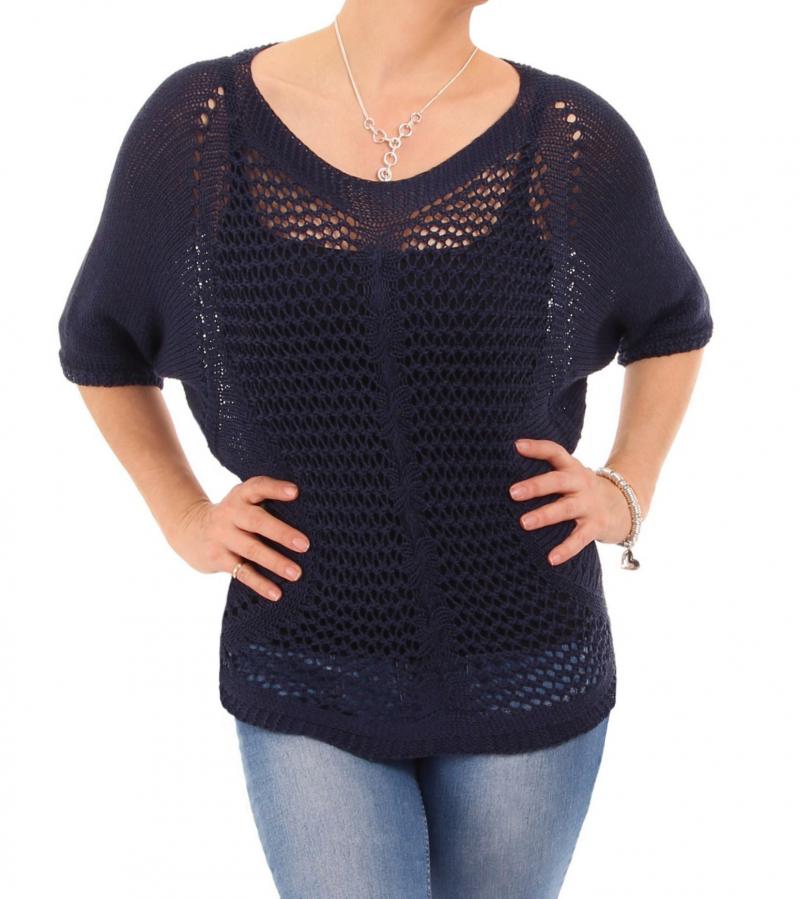 Navy Blue Crochet Style Top