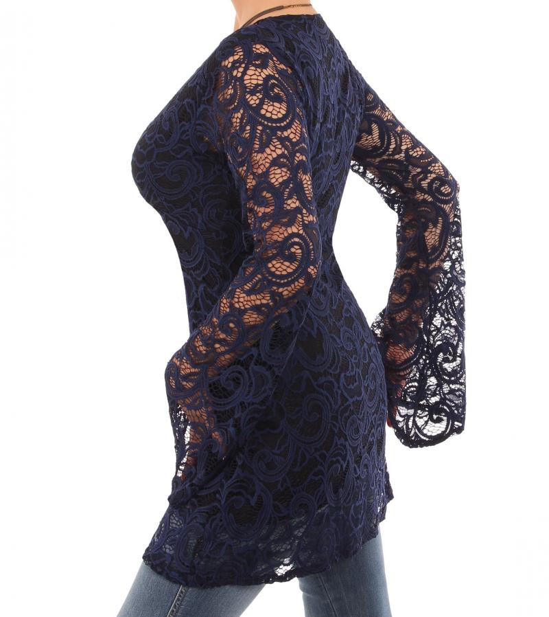 Crochet Lace V-Neck Bell Sleeve Knit Top