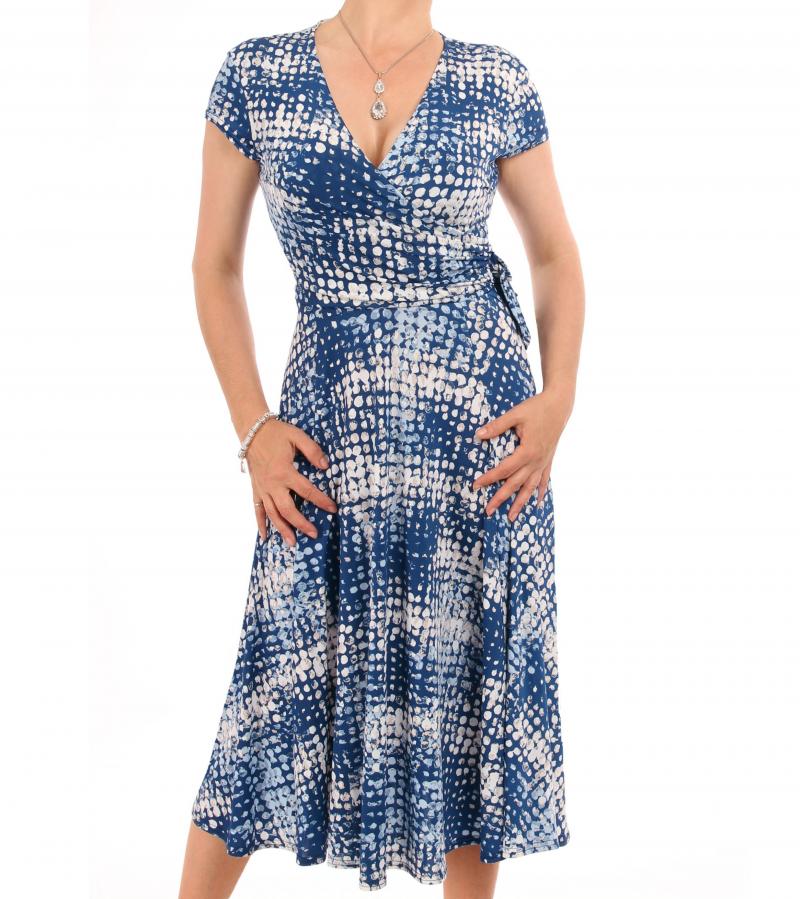 Blue Printed Fit and Flare Dress