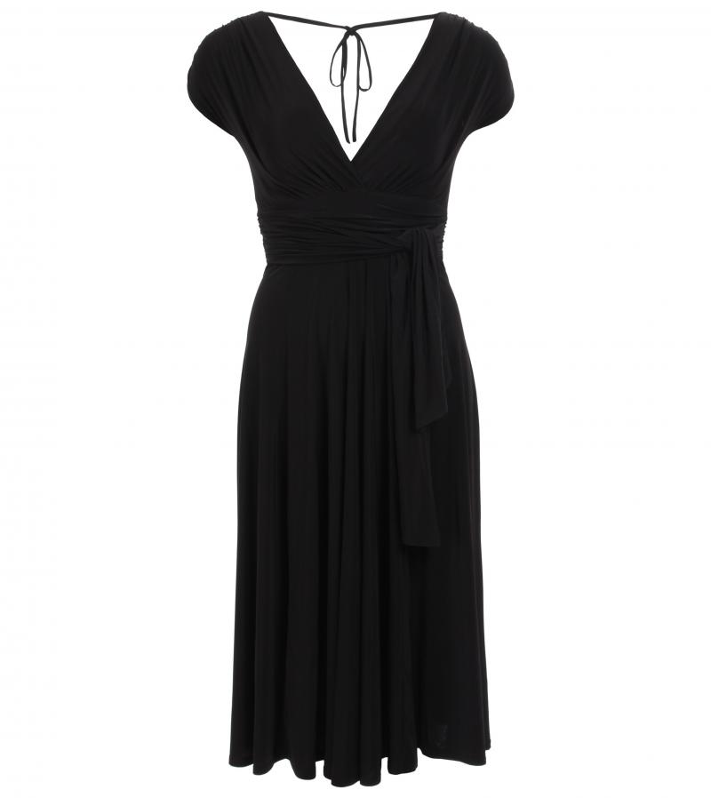 black fit and flare gown