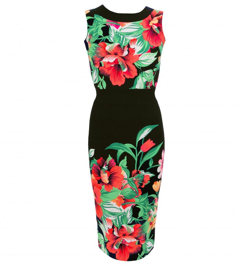 Black and Red Floral Shift Dress