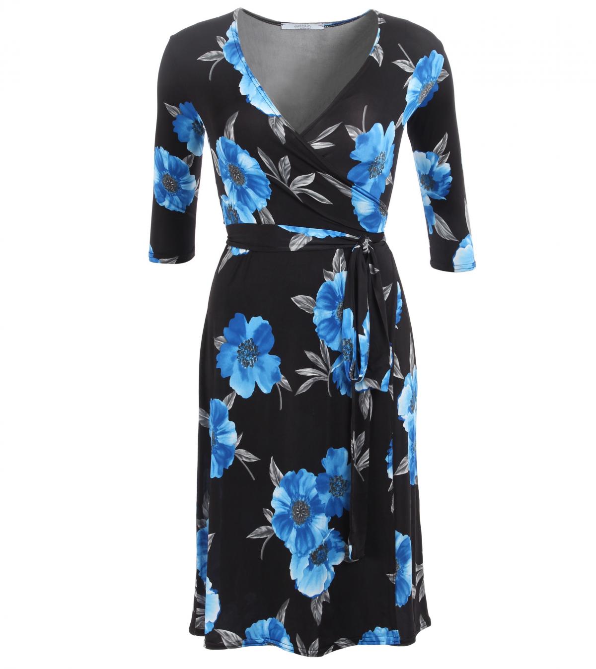 Blue Floral Wrap Dress