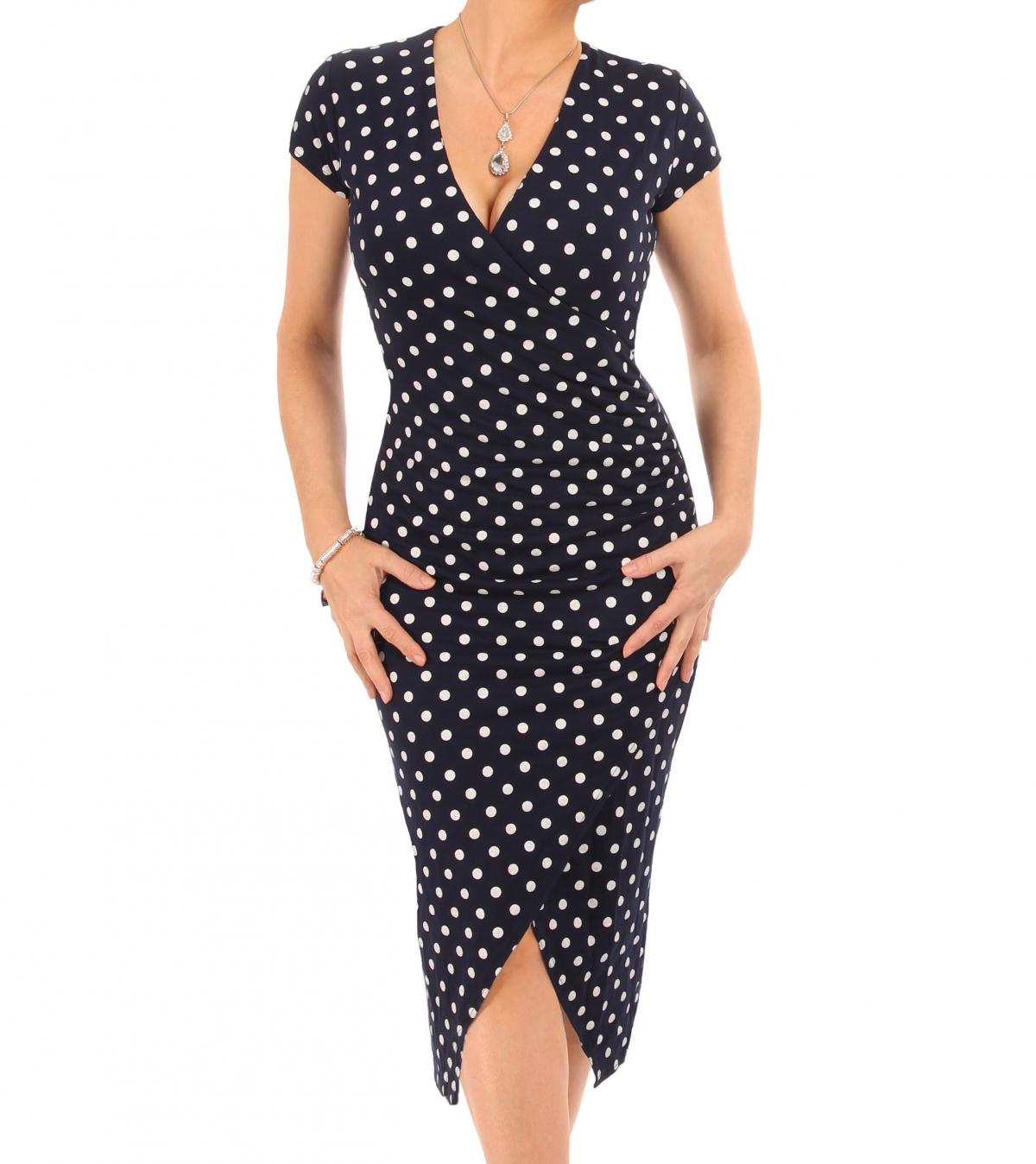 navy spot dress