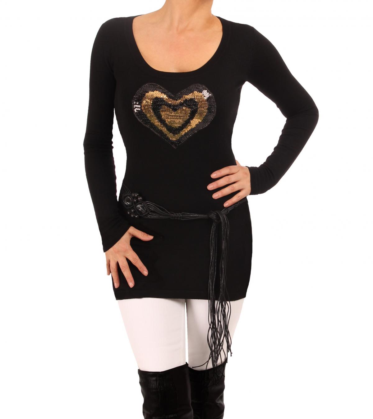 Black and Gold Sequin Heart Jumper