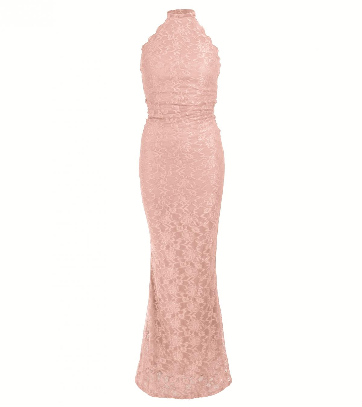 Dusky Pink Lace Choker Maxi Dress Tall