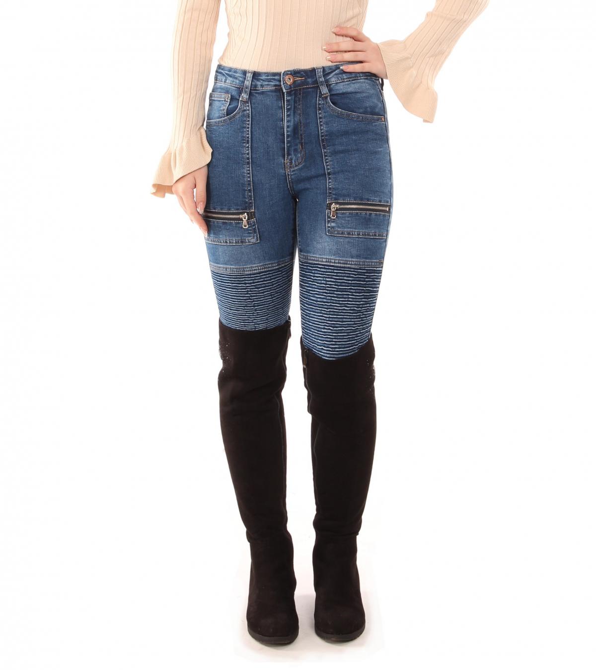 Denim Biker Style Super-Skinny Jeans