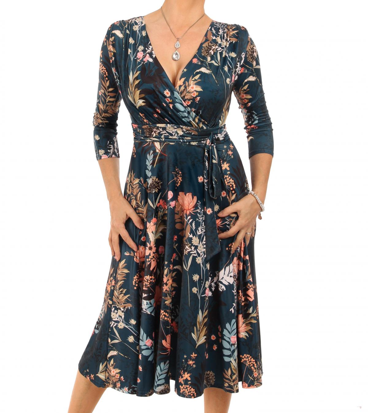 Carrie Dress (Floral Teal)