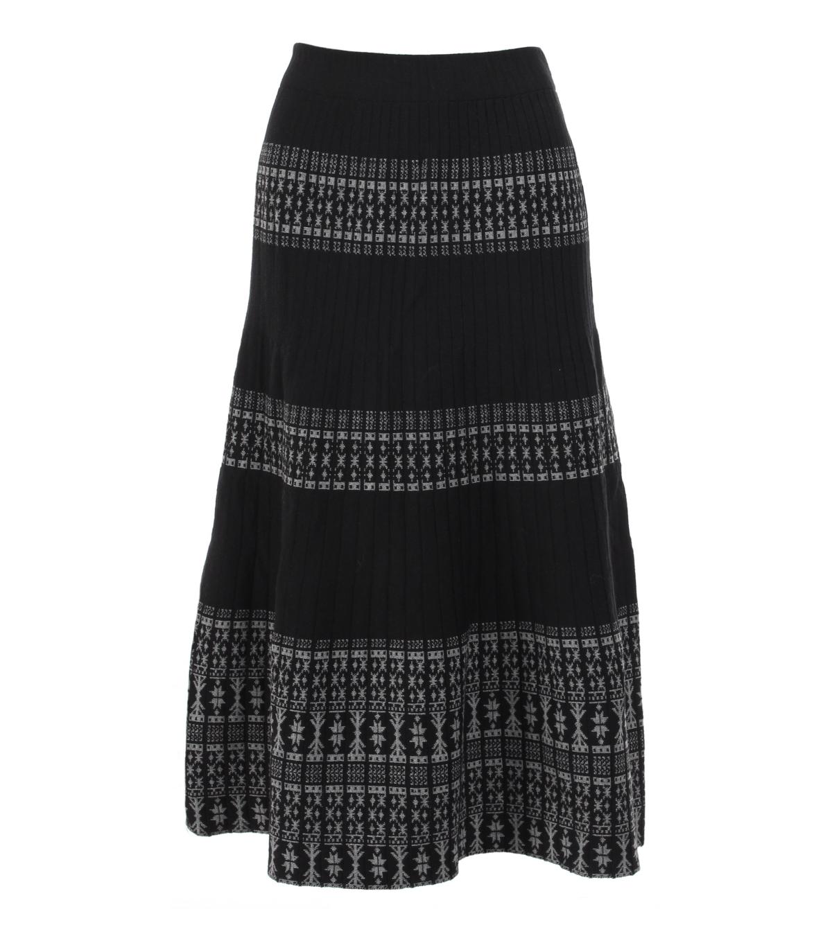 Black and Grey Knit A Line Skirt